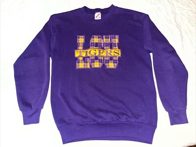 De colección Años 90 Jerzees LSU Tigers HECHO EN EE. UU. Sudadera Púrpura Suéter Bordado Foto 1 de 4