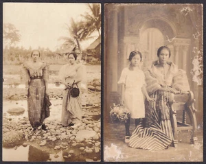 Philippines FILIPINA LADIES Real Photo 2 RPPC Vintage Postcards 3 - Picture 1 of 3