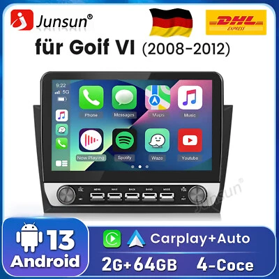 Für Golf VI 2008-2012 Autoradio CarPlay Android 13 GPS Navi SWC WIFI BT DSP DAB+ - Bild 1 von 4