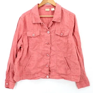 Linden Hill Linen Shirt Womens Pink Button Down Long Sleeve Collared Size XL - Picture 1 of 9
