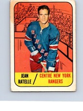 VINTAGE HOCKEY CARD TOPPS 1967 NEW YORK RANGERS JEAN RATELLE  NO816