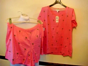 NWT Charter Club Women's Pajama Set Top & Shorts 2XL 100% Cotton - Picture 1 of 6