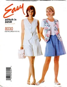 Short gilet motif McCalls 8030 point facile N économisez tailles 8 10 12 14 NON COUPÉ - Photo 1/2