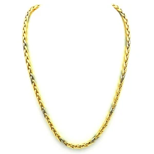 Gold Chain Bicolour 750 Yellow and White Gold Necklace IN Cable Pattern L: 43 CM - Picture 1 of 5