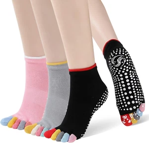 Yoga Socks for Women, Non Slip Full Toe Socks with Grips for Pilates Barre Dance - Picture 1 of 6