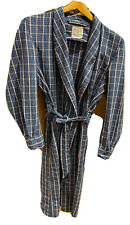 Vintage 60s Blue Red Plaid Cotton Mens Robe State O Maine Small Med Shillito’s