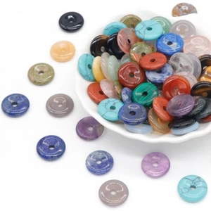 Healing Crystal Peace Donut Beads Lucky Circle Donut Pendant Jewelry Making 2Pcs - Picture 1 of 39