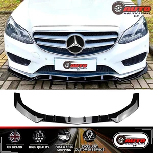 Mercedes E Class W212 AMG Line Front Lip Splitter Gloss Black Spoiler 2013-2016 - Picture 1 of 9