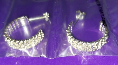 Серьги-кольца из чистого серебра с сеткой от Avon в заводской упаковке - Изображение 1 из 4