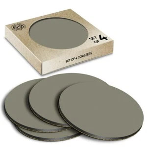 4 x Boxed Round Coasters - Olive Green Brown Colour Block #45927 - Picture 1 of 7