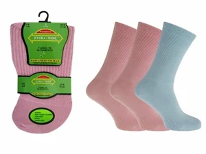 New Women's 3 Pair Pack Cotton Mix Extra Wide Diabetic Non Elastic Socks UK 4-8 - Picture 1 of 1