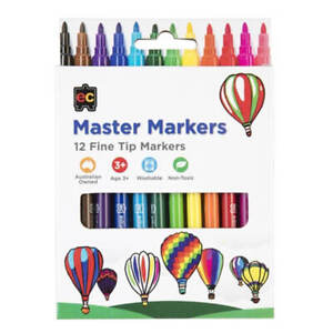 EC Master Fine Tip Washable Markers with 2.6mm Nib 12 Pack Ages 3+ and Up