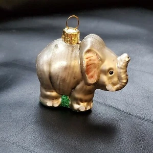Mundgeblasener & handbemalter silber glitzernder Elefant Weihnachtsschmuck - Bild 1 von 5
