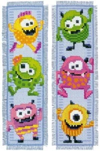 Vervaco Cross Stitch Bookmark Kit Little Monsters (Set of 2) 2.4" x 8" - Picture 1 of 4