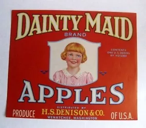 Etiqueta de caja de manzana Dainty Maid años 40 - Imagen 1 de 1