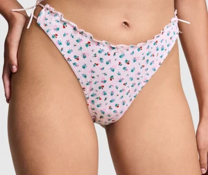 Victoria's Secret PINK Side Tie Ruffled Cotton Thong Pantie XS S M XL XXL NWT - Picture 1 of 5