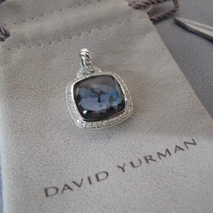 Colgante David Yurman Plata de Ley 14mm Albión Orquídea Negra Diamante 10.2g J95 - Imagen 1 de 7