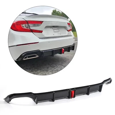Fit For 2018-2022 Honda Accord Sedan Rear Bumper Diffuser Lip Spoiler w/ Light Foto 1 de 4