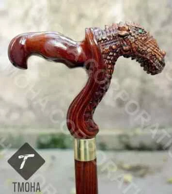 Bastón de madera tallado a mano con mango de dragón bastón para caminar de dragón mejor regalo Foto 1 de 4
