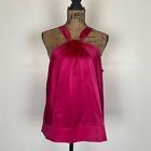 Cache Women's Satin Silk Blend Top Size XL Color Pink Halter Neck Sleeveless