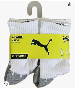 Puma Low Cut Socks for Kids  6 Pack Shoe Size 4 - 8.5 Cushioned Crew - Picture 1 of 4