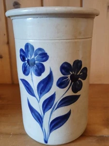 Colonial Williamsburg Blue Floral / Leaf Pottery Utensil holder ~ Crock - Picture 1 of 9