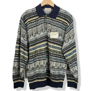 VTG Tricots St Raphael Men Sweater L Textured USA Gorp Preppy Eclectic Grandpa - Picture 1 of 11