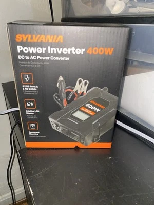 SYLVANIA 400W Watt Power Inverter, 12V DC - 110V AC, 2 AC Outlets; 2USB PORTS - Image 1 of 2