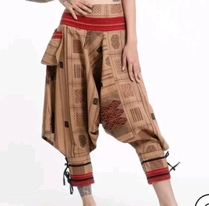 HAREM THAI HILL TRIBE PANTS WITH ANKLE TIE STRAPS ONE SIZE UNISEX ADULT - Picture 1 of 10
