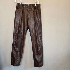 Pantalón de cuero Saks vintage para hombre 33 x 30 marrón cuero suave Saks Fifth Avenue - Imagen 1 de 13