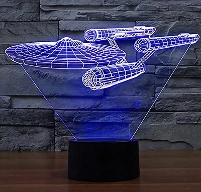 Night Lights 3D Optical Illusion Star Trek Bedside Lamp Gift Black Base - A0038 - Image 1 of 4