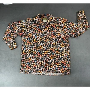 Vintage 1990s Esprit Allover Colorful Beads Photo Print Button Down S/M - Bild 1 von 8