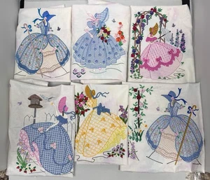 Konvolut 6 schöne bestickte Stücke Southern Belles Blumen Vögel Kleider - Bild 1 von 24