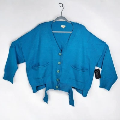 POL Cárdigan Grande Suéter Grueso Slouchy Lagenlook Bolsillos Pequeño Azul Nuevo con Etiquetas Foto 1 de 4