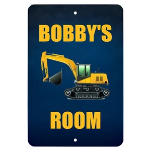 Custom Personalized Construction Kids Name Room Sign | Childrens | Metal | Child - Picture 1 of 1
