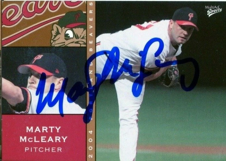 2004 Portland Beavers MARTY MCLEARY Signed Card autograph MARLINS PADRES RC - Image 1 of 1