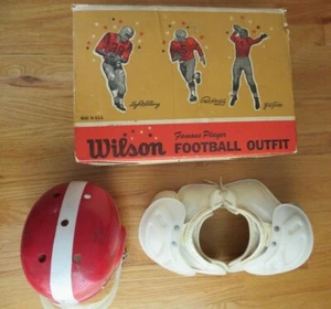 1960s WILSON FOOTBALL OUTFIT Helmet Shoulder Pads in Original Box PAUL HORNUNG - Picture 1 of 12