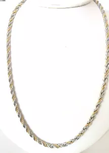 Cadena de cuerda de acero inoxidable y chapada en oro de 20 pulgadas de largo - Imagen 1 de 4