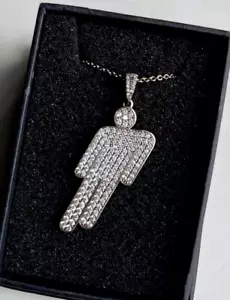2,90 Karat runder Schliff simulierter Diamant 14K weiß vergoldet Billie eilischer Anhänger - Bild 1 von 3