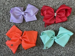 JoJo Siwa Bow Lot Set Of 4 - Red, Mint, Coral, Purple Cheer Dance Hair Accessory - Picture 1 of 12