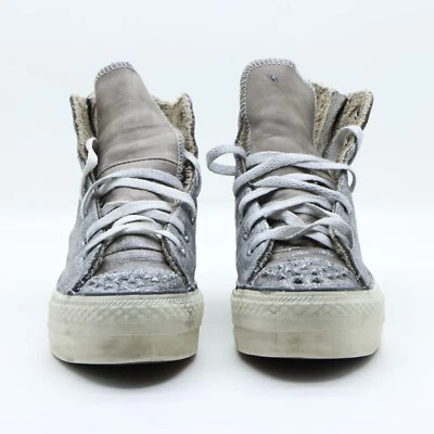 Converse platform USATE  eur 38 Cod.SS4050) unisex pelle glitter argento - Immagine 1 di 4