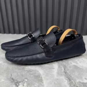 Louis Vuitton Hockenheim Moccasin Blue Taiga Leather 9.5 LV 10.5 US or 43.5 EUR - Picture 1 of 24