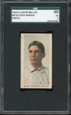 1910-11 M116 Sporting Life Pastel Baseball Chief Bender SGC 5