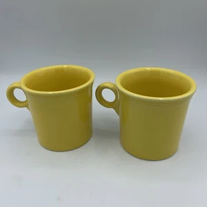 Fiesta Ware Yellow Coffee Tea Mugs Ring Handle Homer Laughlin USA Set of 2 - Picture 1 of 3