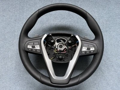 BMW F40 F44 G20 G21 G22 G23 G26 black leather steering wheel shift paddles OEM - Bild 1 von 4