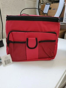 True Living Borsa Porta Pranzo 24 Lattine Laterale Morbida Rosso e Nero - Foto 1 di 12