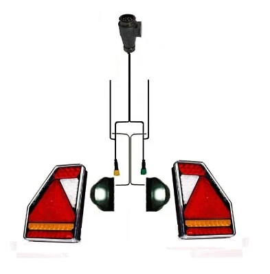 Anhängerbeleuchtung LED Rückleuchten Kabelsatz 13 polig LED Kennzeichenleuchten - Bild 1 von 4