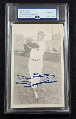 DUKE SNIDER Signed Real Photo Postcard-HOF-BROOKLYN DODGERS-PSA 10 Auto - Image 1 of 4