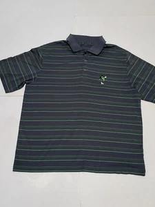(#A1) Mickey Mouse Short Sleeve Golf Polo Shirt Size Men's Large Gray/ Stripes - Picture 1 of 6