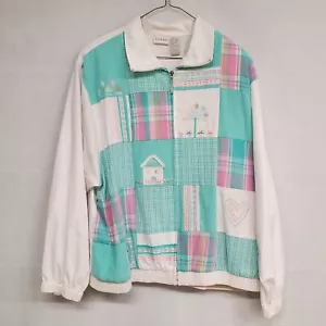Vintage Koret Cottage Grannycore Patchwork bestickt Zip Jacke Gr. XL *LESEN* - Bild 1 von 14